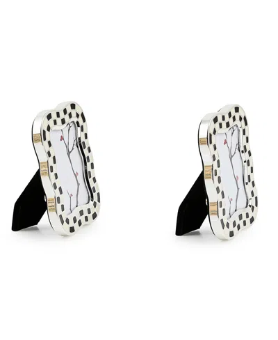 Mackenzie-childs Wavy Check Silver Plated Frames, Set Of 2 In Multi