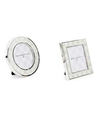 Mackenzie-childs Sterling Check Silver Plated Frames, Set Of 2 In Multi