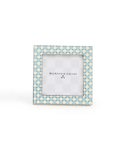 Mackenzie-childs Mackenzie Childs Set Of Three Celebrate Baby Blue Assorted Frames In White