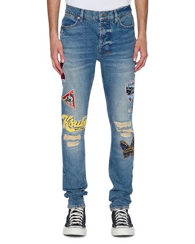 Ksubi Van Winkle Rodeo Patched Skinny Fit Jeans In Denim In Blue