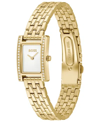 Hugo Boss Boss Lucy Precious Rectangular Watch, 18.5mm In Gold