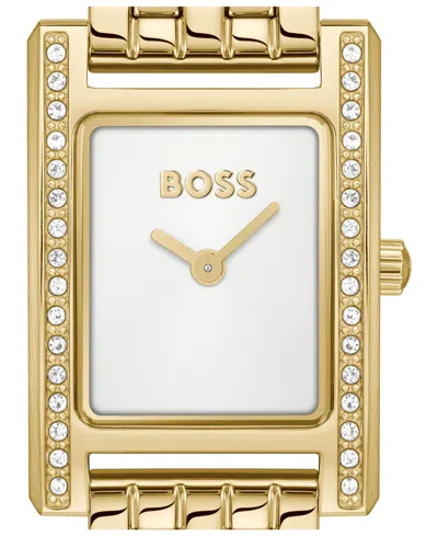 Hugo Boss Boss Lucy Precious Rectangular Watch, 18.5mm In Gold