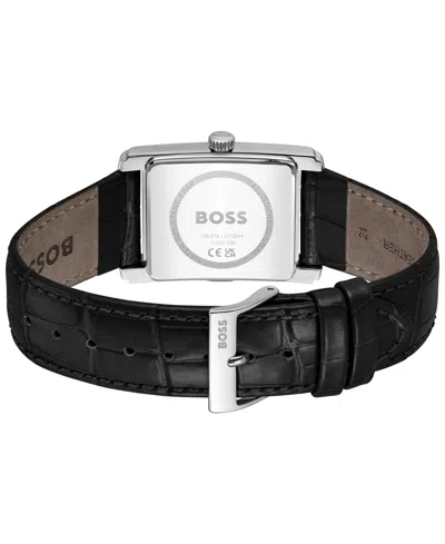 Hugo Boss Boss Principle Dress Leather Watch Black In Black