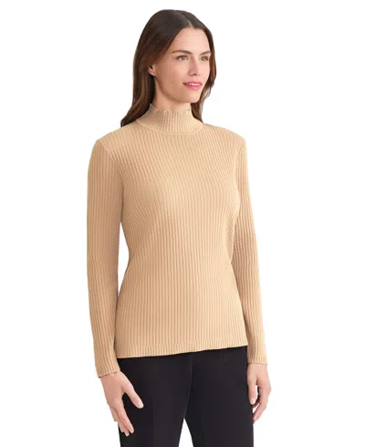 Jones New York Sutton Mock Neck Sweater In Brown