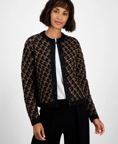 Anne Klein Wool-blend Cardigan In Multi