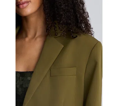 Kenneth Cole Luxe Twill Three Button Boyfriend Blazer In Green