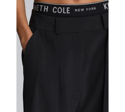Kenneth Cole Luxe Twill Wide Leg Pleat Front Pant In Black