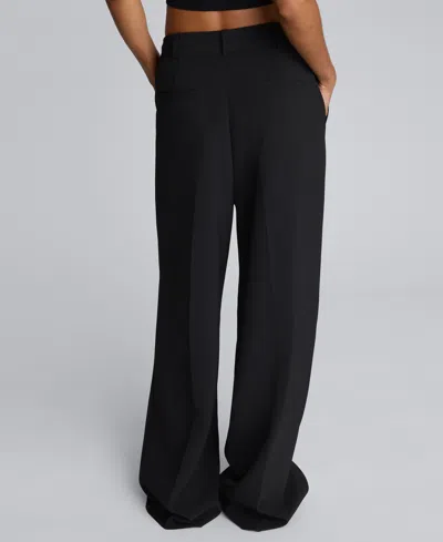 Kenneth Cole Luxe Twill Wide Leg Pleat Front Pant In Black