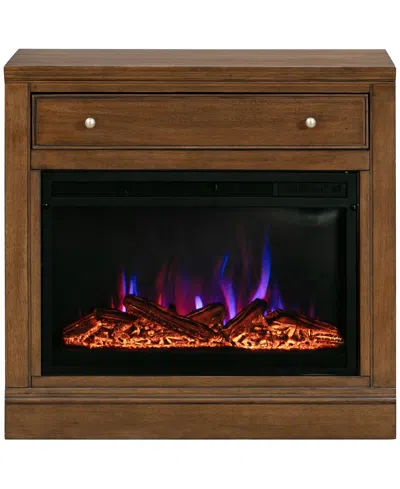 Macy's Furniture 31" Wooden Amren Open Base Console With Drawer In Brown