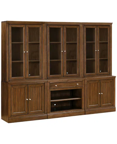 Macy's Furniture Amren Wood 3 Stacked 2 Door Hutches With 2 Door Base And Open Base With Drawer In Brown
