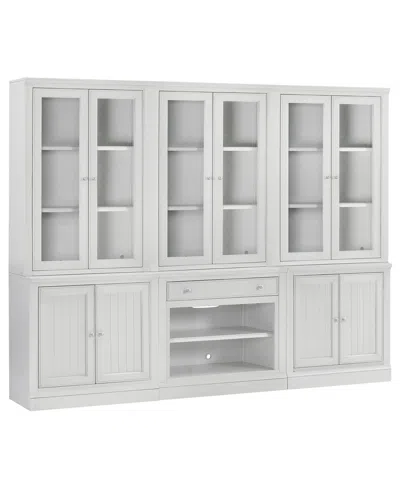Macy's Furniture Amren Wood 3 Stacked 2 Door Hutches With 2 Door Base And Open Base With Drawer In White