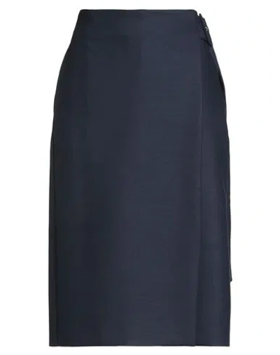 Fabiana Filippi Woman Midi Skirt Navy Size 10 Polyester, Virgin Wool, Elastane In Blue