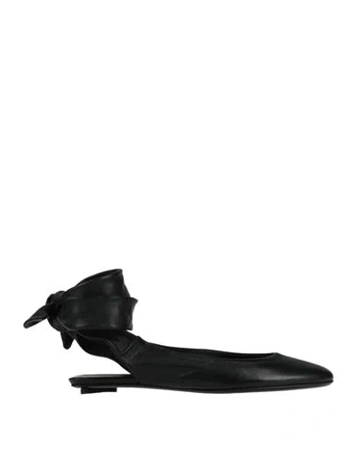 Attico Leather Pointed Toe Ballerinas In Black