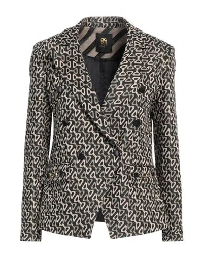 Gai Mattiolo Gm Woman Blazer Black Size 6 Polyester, Viscose, Lurex, Elastane In Black