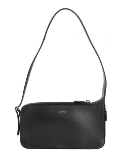 Courrèges Rectangular Minimalist Shoulder Bag In Smooth Cowhide Leather In Black