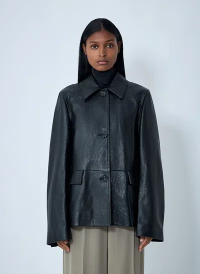Totême Paneled Textured-leather Jacket In Black