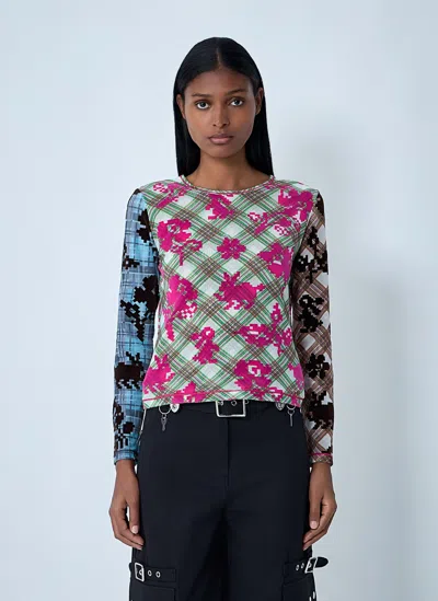 Chopova Lowena Women Pixel Bunny Mesh Top In Neutral