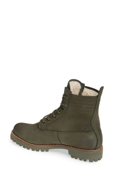 Blackstone Ol22 Lace-up Boot With Genuine Shearling Lining In Green