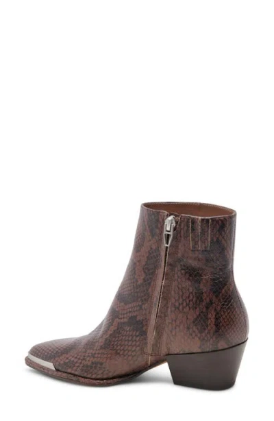 Dolce Vita Nonah Java Snake-embossed Pointed-toe Ankle Boots In Brown