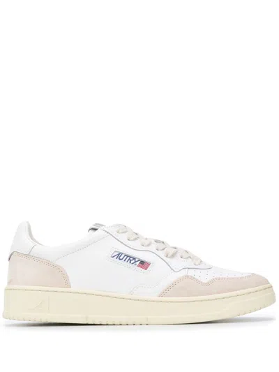 Autry Classic Low-top White Sneakers With Textured Accents In White