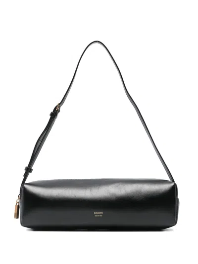 Khaite Kye Glossed-leather Shoulder Bag In Black