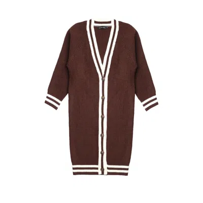 Rave On Trend Women's Brown Patch Cardi Dress In Brown