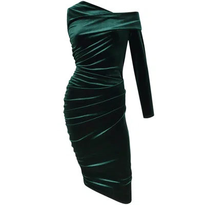 Me&thee Women's One Fell Swoop Green Velvet Dress In Green