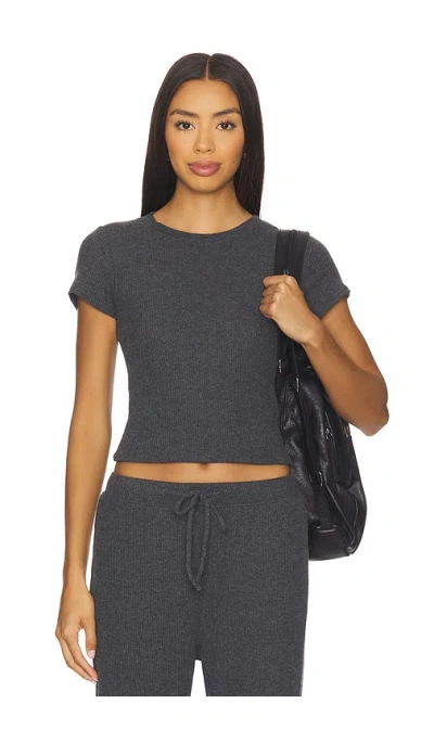 Perfectwhitetee Gabby Rib Short Sleeve Crewneck Tee In Gray