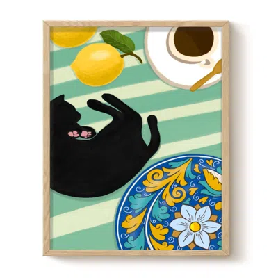 The Paper Tail Black Cat And Lemons - Art Print - Large In Multi
