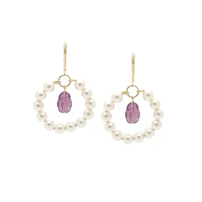 Salome Women's Pink / White / Gold Amelia Earring In Gold