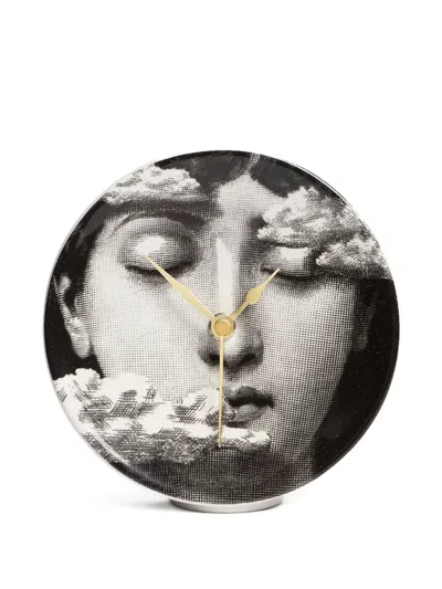 Fornasetti Figurative-print Table Clock In Black