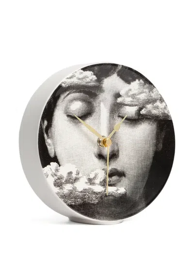Fornasetti Figurative-print Table Clock In Black