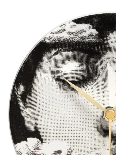 Fornasetti Figurative-print Table Clock In Black