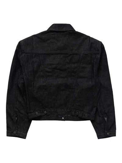 Entire Studios Shrunken Denim Jacket Raw Black In Black