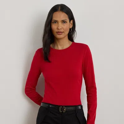 Ralph Lauren Cotton-blend Long-sleeve Top In Red