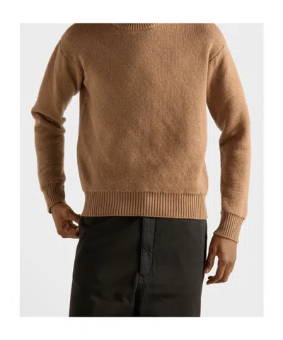 Prada Cashmere Crew-neck Sweater In Brown