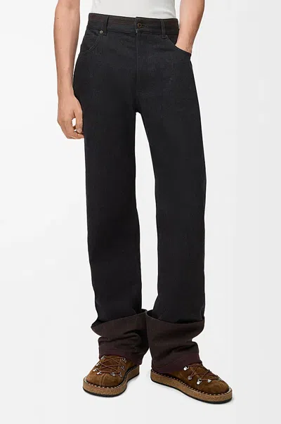 Loewe Straight-leg Turn-up Jeans In Black