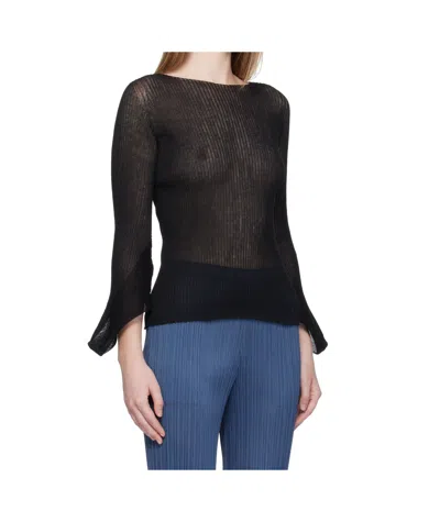 Issey Miyake Black Spikelet Knit Sweater In Black