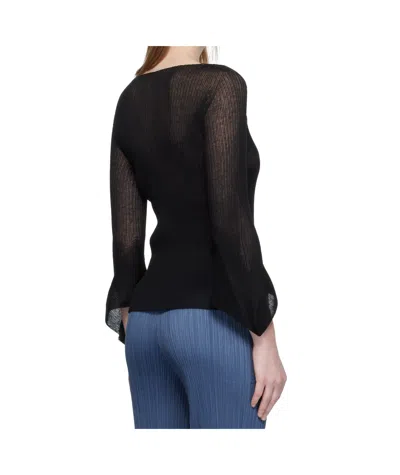 Issey Miyake Black Spikelet Knit Sweater In Black