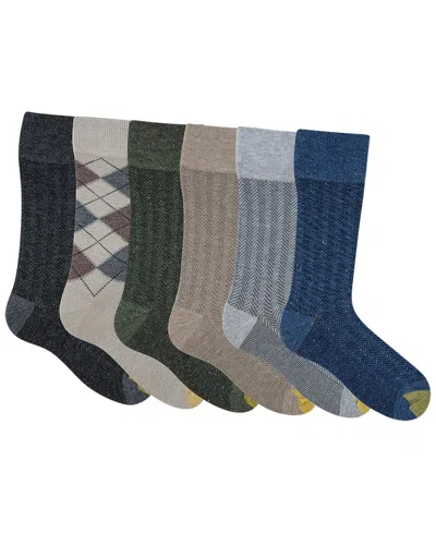 Gold Toe Men's 6-pack Cambridge Solid Crew Socks In Multi
