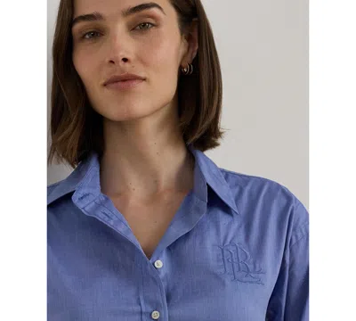 Ralph Lauren Women's Long Sleeve Relaxed Fit Cotton Shirt In Blue