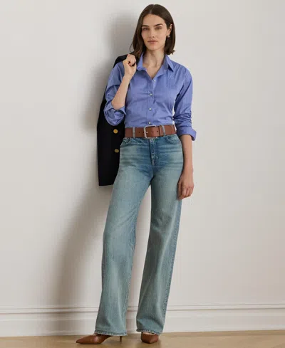 Ralph Lauren Women's Long Sleeve Relaxed Fit Cotton Shirt In Blue