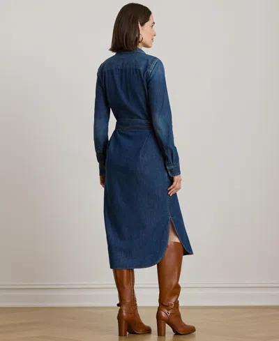 Ralph Lauren Women's Denim-lanaine Belted Shirtdress In Blue