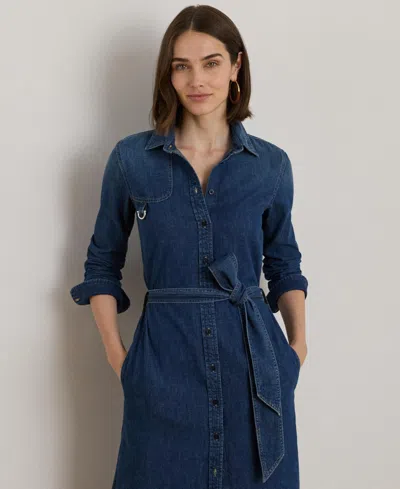 Ralph Lauren Women's Denim-lanaine Belted Shirtdress In Blue