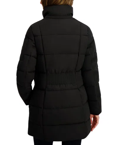 Nautica Women's Faux-fur-trim Hooded Puffer Coat In Black