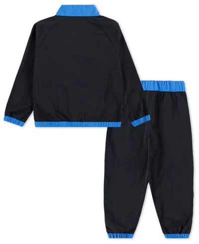 Jordan Little And Toddler Boys 2-piece Wind Breaker Piping Jacket And Pants Set In Black