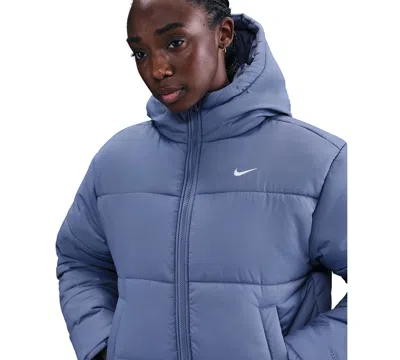 Nike Sportswear Classic Hooded Therma Fit Puffer Jacket In Blue