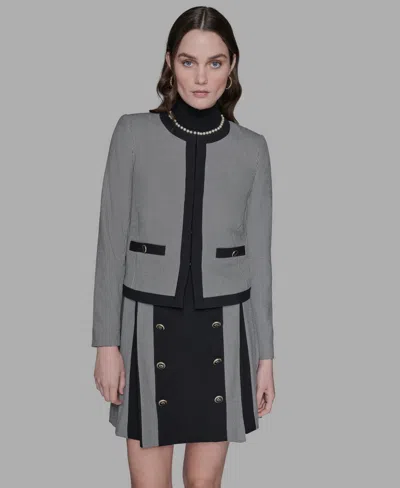 Karl Lagerfeld Women's Gingham Framed Jacket In Gray