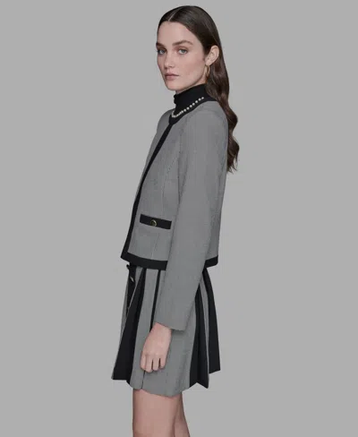Karl Lagerfeld Women's Gingham Framed Jacket In Gray
