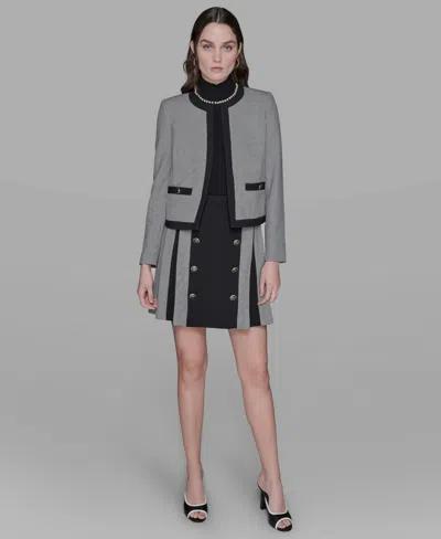 Karl Lagerfeld Women's Gingham Framed Jacket In Gray